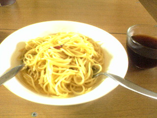 ペペロンチーノとコーヒー