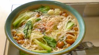 なめことチンゲン菜の温麺