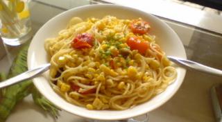 トマトとコーンの夏パスタ
